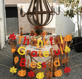 Glitter Thankful Grateful Blessed Banner, Maple Leaf Pumpkin Garland (3m)