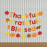 Glitter Thankful Grateful Blessed Banner, Maple Leaf Pumpkin Garland (3m)