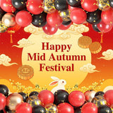 Mid Autumn Festival Backdrop, Moon, Lanterns, Mooncakes, Rabbit (10x8FT Vinyl)
