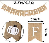 Happy Fall Burlap Banner, White Pumpkin Garland, Rustic Harvest Decor
