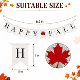 Happy Fall Burlap Banner, Maple Leaf Garland, Autumn Mantel Decor