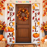 Happy Fall Welcome Banner, Autumn Porch Sign, Harvest Door Decoration