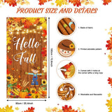 Hello Fall Door Banner, Pumpkin Scarecrow Autumn Backdrop (35.4x70.8 Inch)