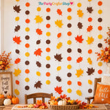 Fall Leaf Garland Set, Maple Leaves & Polka Dot Banners (9.8ft)