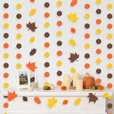 Fall Leaf Garland Set, Maple Leaves & Polka Dot Banners (9.8ft)