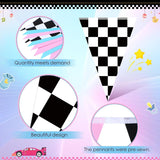 Race Car Checkered Pennant Flags, Gender Reveal Banner Set (5pc)