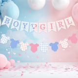 Boy or Girl Baby Shower Banner, Blue Pink Plaid Onesie Garland (Paper)
