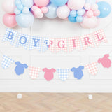 Boy or Girl Baby Shower Banner, Blue Pink Plaid Onesie Garland (Paper)