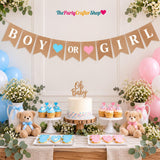 Rustic Neutral Gender Reveal Banner, Baby Shower Photo Backdrop (9.84ft)