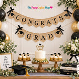 2026 Graduation Burlap Banner, Rustic Congrats Grad Garland (8.2ft)