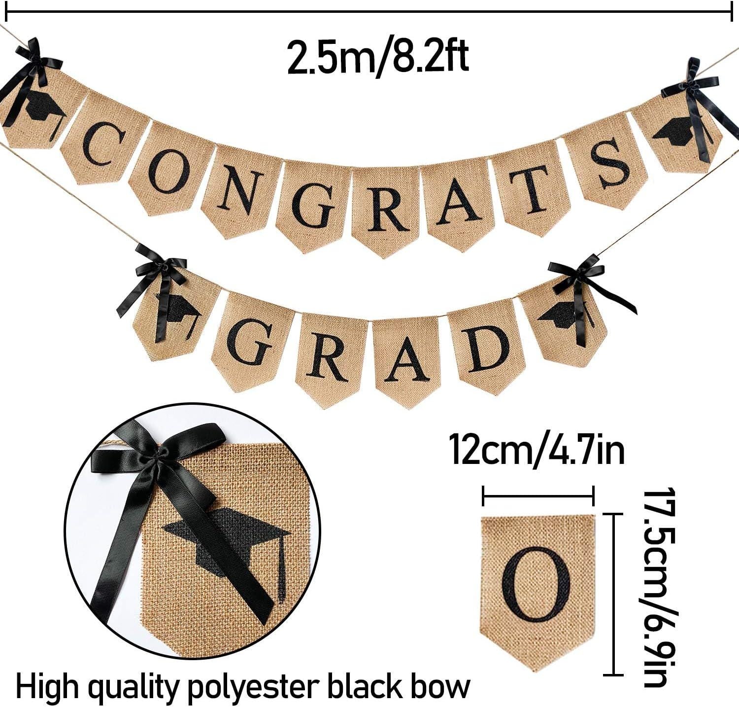 2026 Graduation Burlap Banner, Rustic Congrats Grad Garland (8.2ft)