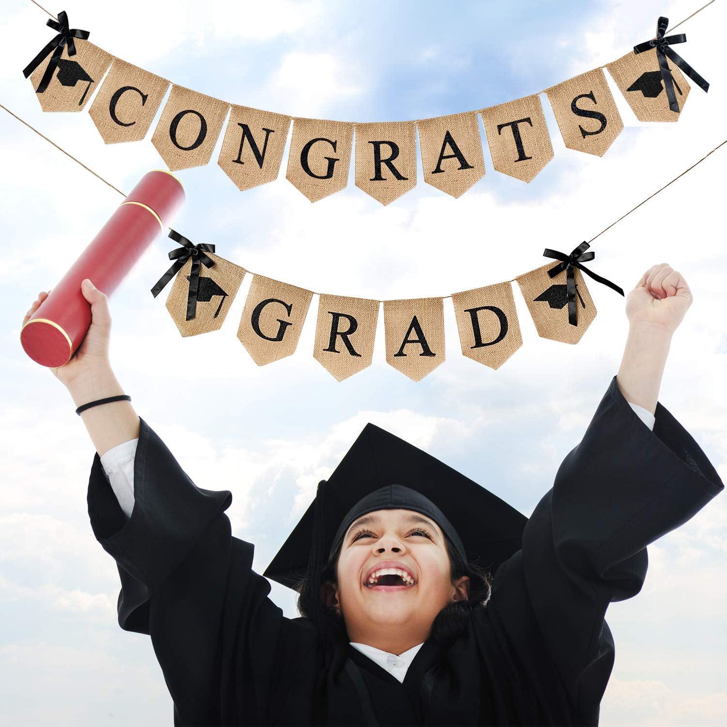 2026 Graduation Burlap Banner, Rustic Congrats Grad Garland (8.2ft)