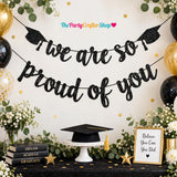 2026 Graduation Banner, Black Glitter Congrats Sign, Class of 2026 Party Decor