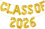 Class of 2026 Gold Foil Balloon Banner Set, 16 Inch Graduation Decorations