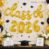 Class of 2026 Graduation Balloon Banner, Gold Foil Party Decorations