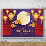 Mid Autumn Festival Backdrop, Chinese Moon Lantern Scene, Polyester Photo Prop (10x8FT)