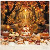 Enchanted Autumn Forest Backdrop, Fall Woodland Path Photography Prop (10x8FT)