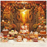 10x8FT Rustic Barn Door Fall Backdrop, Harvest Photography Prop (Vinyl)