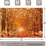 Fall Thanksgiving Backdrop, Autumn Maple Pumpkin Friendsgiving Banner (7x5FT)