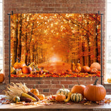 Fall Thanksgiving Backdrop, Autumn Maple Pumpkin Friendsgiving Banner (7x5FT)