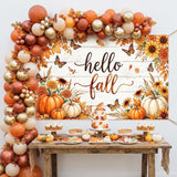 Hello Fall Pumpkin Patch Backdrop, Autumn Harvest Photography Background (6x3.6FT)