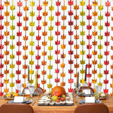 2 Pack Fall Maple Leaf Foil Curtains, Red Gold Orange Tinsel Backdrop (3.3x6.6ft)
