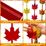 2 Pack Fall Maple Leaf Foil Curtains, Red Gold Orange Tinsel Backdrop (3.3x6.6ft)