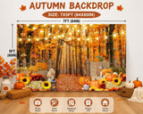 7x5FT Autumn Forest Pumpkin Backdrop, Rustic Thanksgiving Photo Prop (Vinyl)