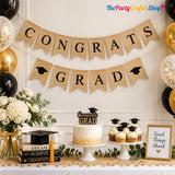 Congrats Grad Burlap Banner, Class of 2026, Rustic Graduation Party Decor