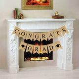 Congrats Grad Burlap Banner, Class of 2026, Rustic Graduation Party Decor