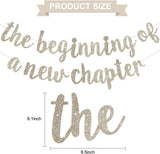 Champagne Glitter New Chapter Banner, Pre-Strung Graduation Sign, Farewell Party Garland