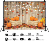 7x5FT Fall Photography Backdrop, Pumpkin Harvest Barn, Friendsgiving Party Props (Vinyl)
