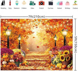 7x5FT Fall Forest Backdrop, Golden Harvest Garden Path Photography Background (Digital Print)