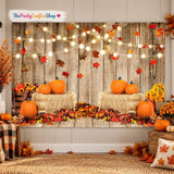 7x5FT Fall Photography Backdrop, Pumpkin Harvest Barn, Friendsgiving Party Props (Vinyl)
