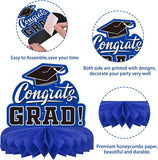 Class of 2026 Graduation Honeycomb Centerpieces, Blue Black Table Decor (9PCS)