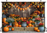 7x5FT Autumn Harvest Backdrop, Pumpkin Maple Leaves, Rustic Party Photography Decor