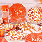 Hello Fall Maple Leaf Tableware Set, 120pc Autumn Party Dinnerware (Serves 24)