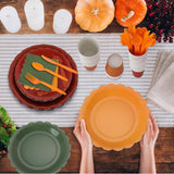 168pc Fall Party Tableware Set, Scalloped Paper Plates, Cups, Napkins, Utensils (Disposable)
