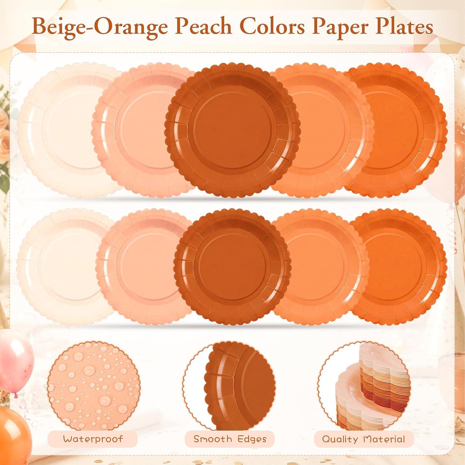 175pc Burnt Orange Tableware Set for 25 Guests, Disposable Fall Party Decor