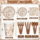 Pomegranate Bird Floral Tableware Set, Serves 24 Guests (Fall Party Decor)