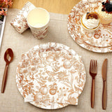 Pomegranate Bird Floral Tableware Set, Serves 24 Guests (Fall Party Decor)