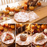 50pc Burnt Orange Floral Paper Plates & Napkins, Fall Wedding Baby Shower Decor