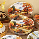 50pc Fall Paper Plates, Watercolor Autumn Landscape, Thanksgiving Party Supplies