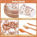 400pc Pomegranate Floral Tableware Set, Orange Autumn Plates, Cups, Napkins, Cutlery (Serves 50)