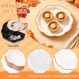 30pc Orange Trim Scalloped Paper Plates, 7 Inch Disposable Tableware (Set)