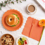 105pc Orange Scalloped Paper Plates, Napkins, Forks Set (Serves 35)