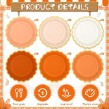 96pc Gradient Scalloped Paper Plates, Autumn Wedding Tableware (9 Inch)