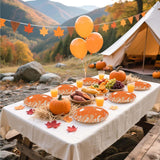 50pc Fall Wildflower Paper Plates, Orange White Floral Dessert Tableware (9 Inch)