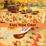 Thanksgiving Tablecloth, 60x84 Inch, Flannel Backed Vinyl, Autumn Harvest Decor
