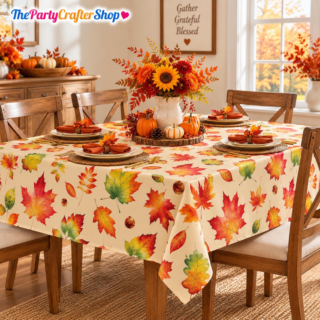 3pc Fall Maple Leaf Tablecloths, 54x108 Inch Disposable Rectangle Covers (Thanksgiving Party Decor)
